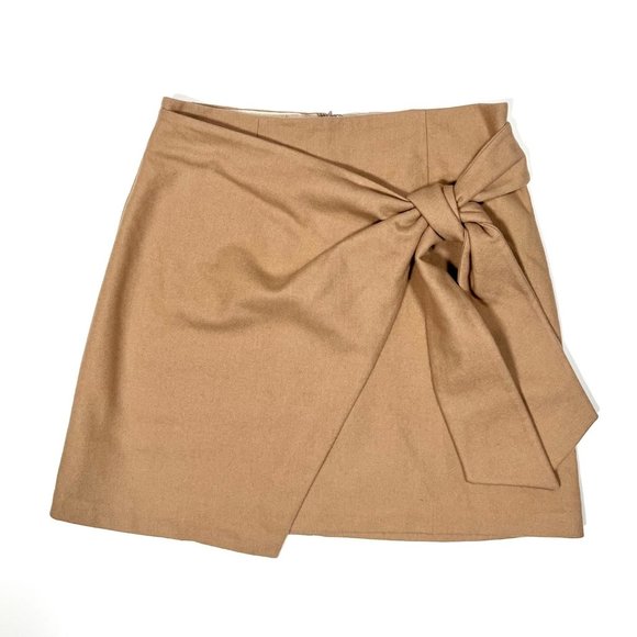 Aritzia Dresses & Skirts - Aritzia Wilfred Wool Wrap-Front Mini Skirt in Camel/Tan Size 2